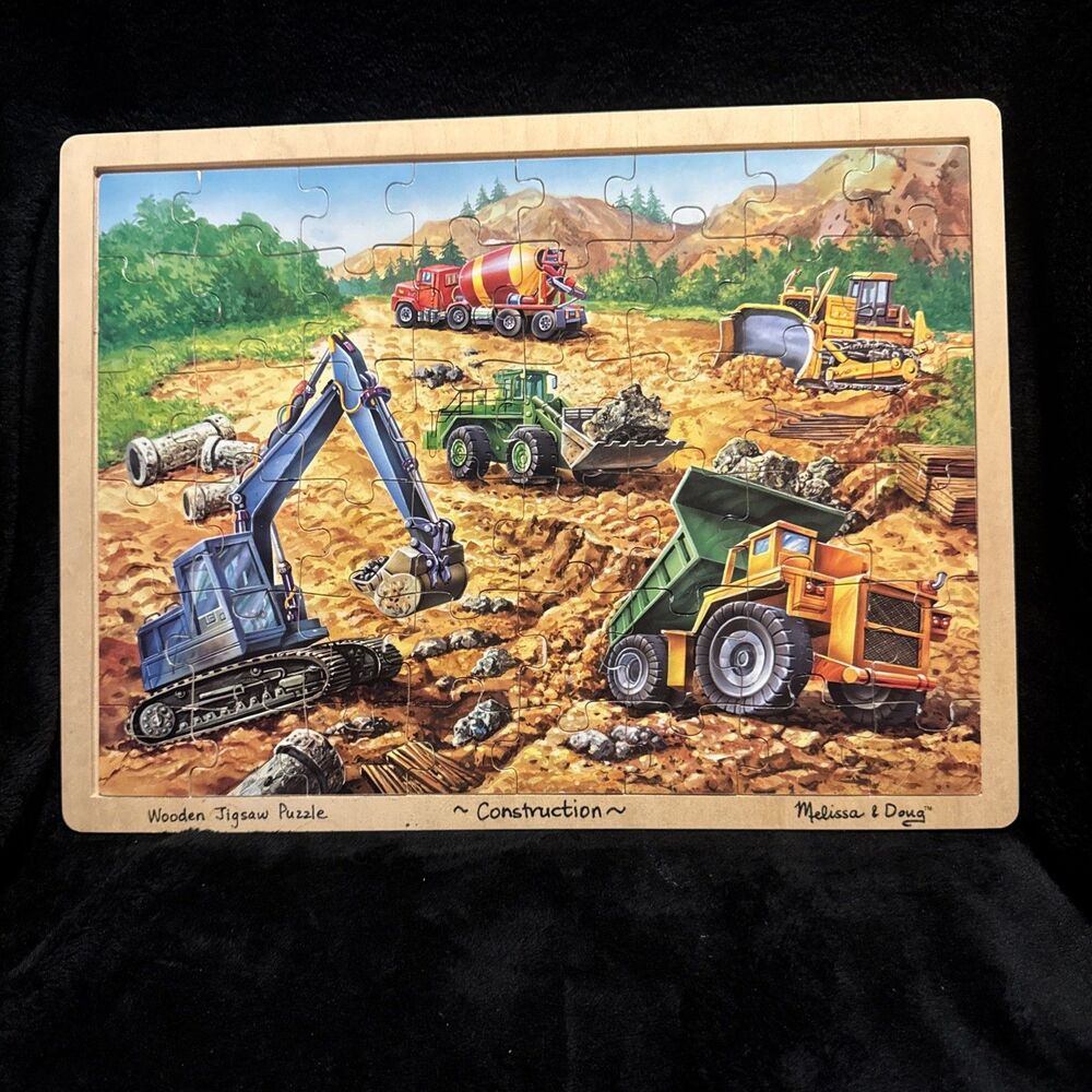 2012 Melissa & Doug "Construction Vehicles 48 pc.Hand-Crafted Wood Puzzle #300